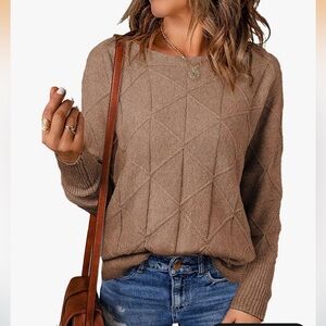 Geometric Patterned Tan Sweater